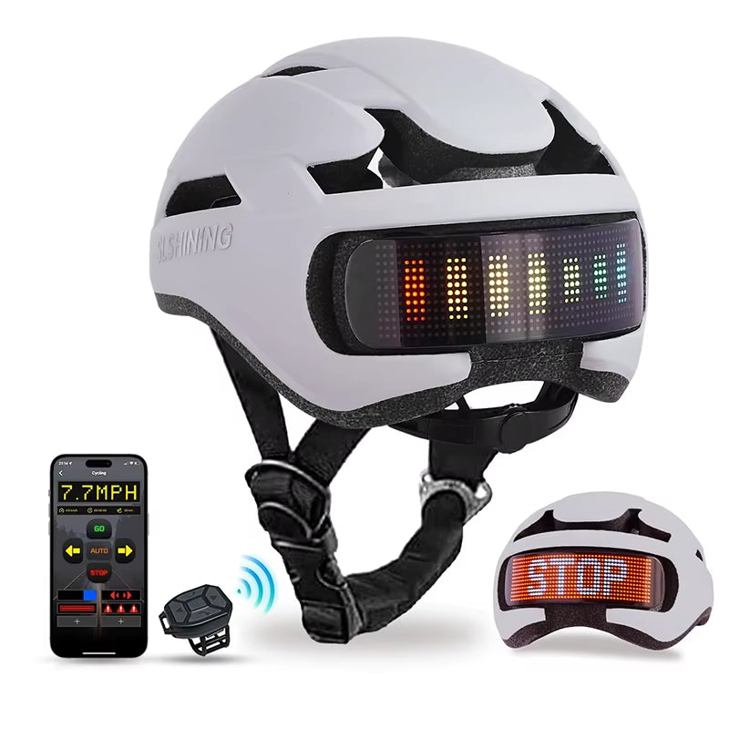 Smart LED Bicycle Helmet with Display Screen and App Control for Road and MTB Cycling