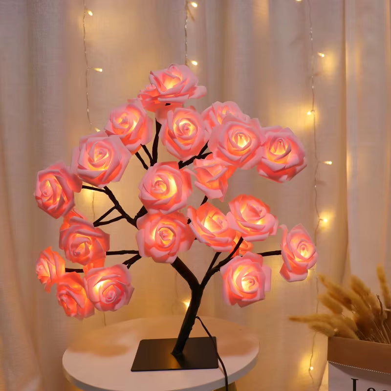 Enchanting 36/108 LED Rose Light String Table Lamp - USB Powered Night Lights for Girls, Parties, Camping & Summer Decor