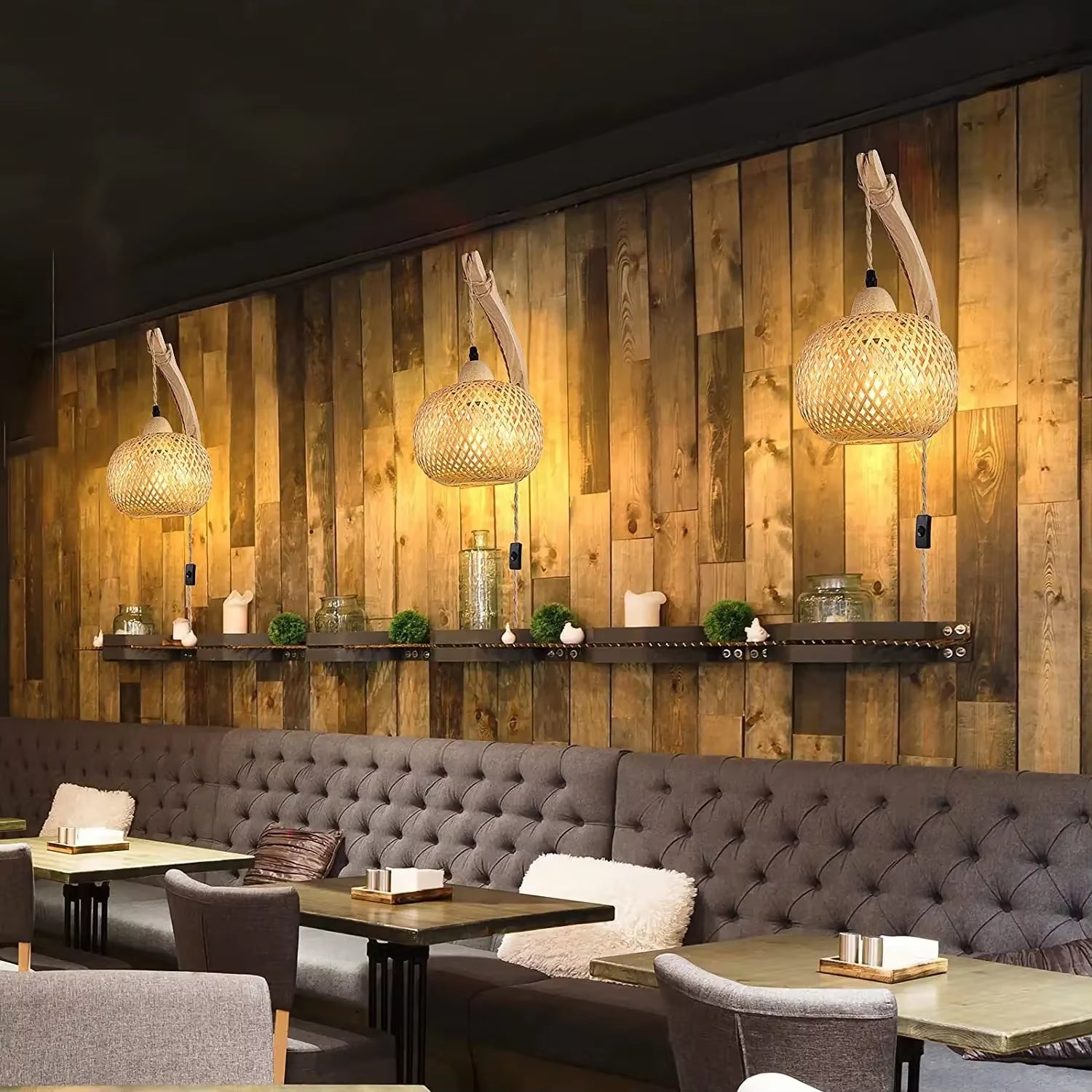 Transform Your Home with Our Exquisite Hand-Woven Bamboo Lantern Wall Lamp! 