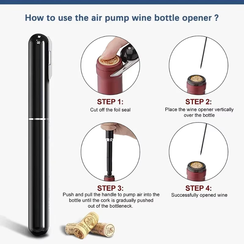 Uncork Your Favorite Bottle Effortlessly with Our Safety Air Pump Wine Opener! 🍷✨