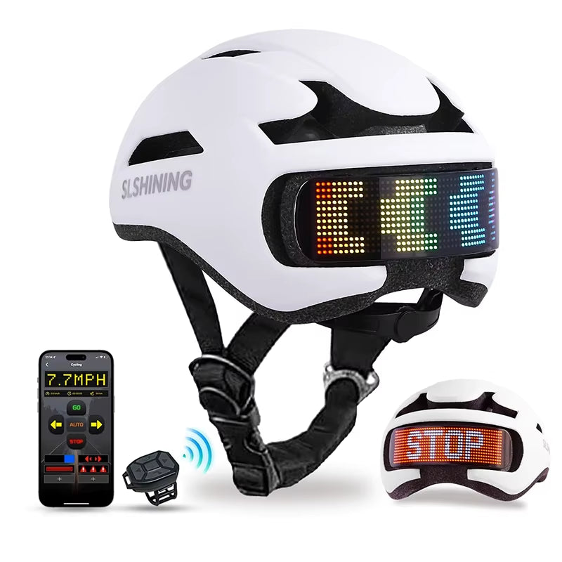 Smart LED Bicycle Helmet with Display Screen and App Control for Road and MTB Cycling