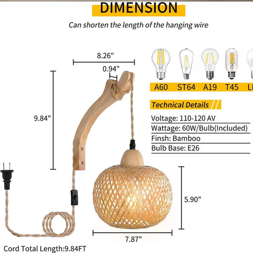 Transform Your Home with Our Exquisite Hand-Woven Bamboo Lantern Wall Lamp! 