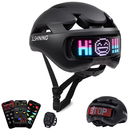 Smart LED Bicycle Helmet with Display Screen and App Control for Road and MTB Cycling