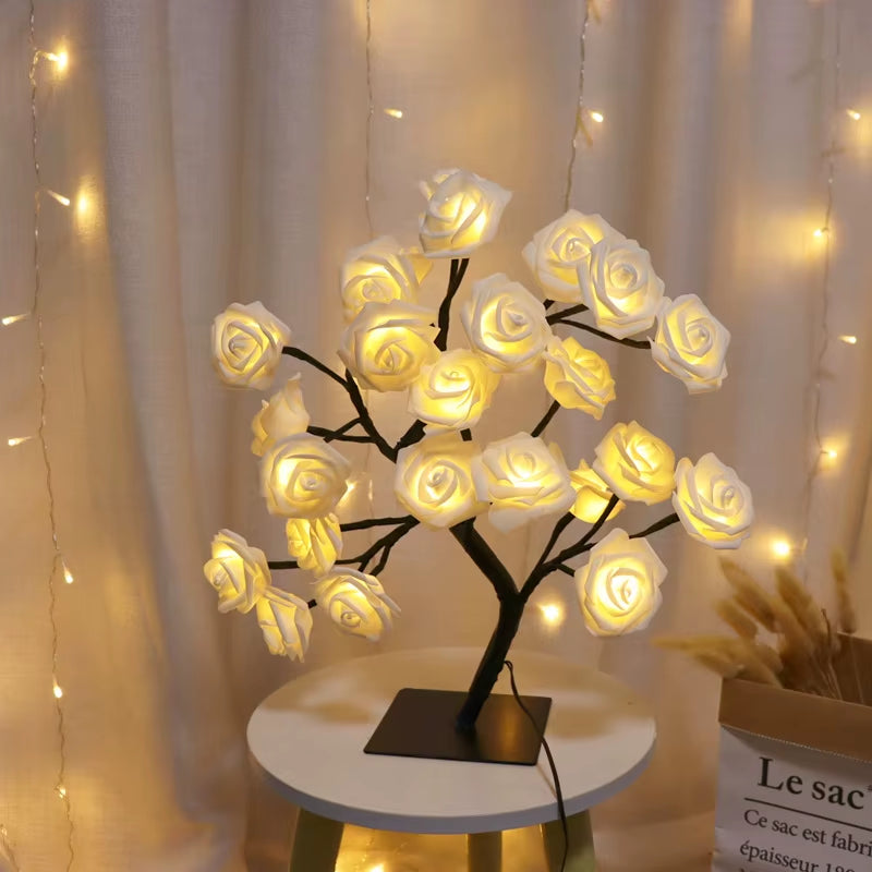 Enchanting 36/108 LED Rose Light String Table Lamp - USB Powered Night Lights for Girls, Parties, Camping & Summer Decor