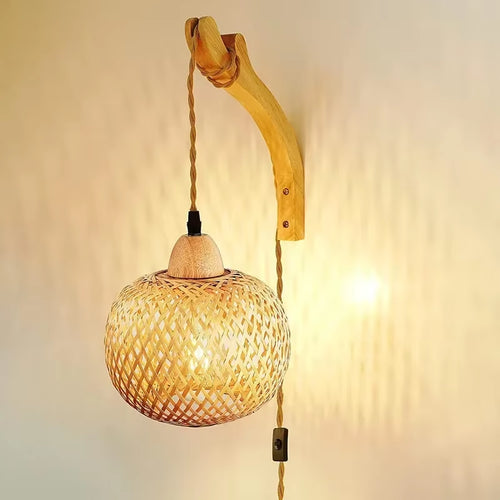 Transform Your Home with Our Exquisite Hand-Woven Bamboo Lantern Wall Lamp! 