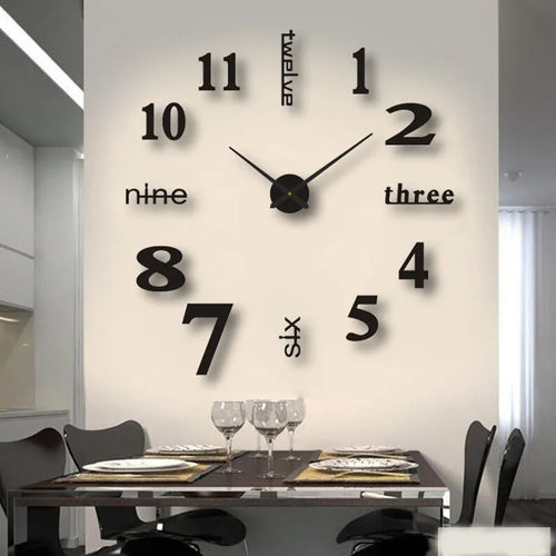Large 3D Number Wall Clock Poster (90 to 120 cm) - Elegant Home Decor for Living Room, Bedroom, Study, and Hotel