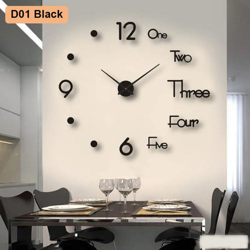 Large 3D Number Wall Clock Poster (90 to 120 cm) - Elegant Home Decor for Living Room, Bedroom, Study, and Hotel