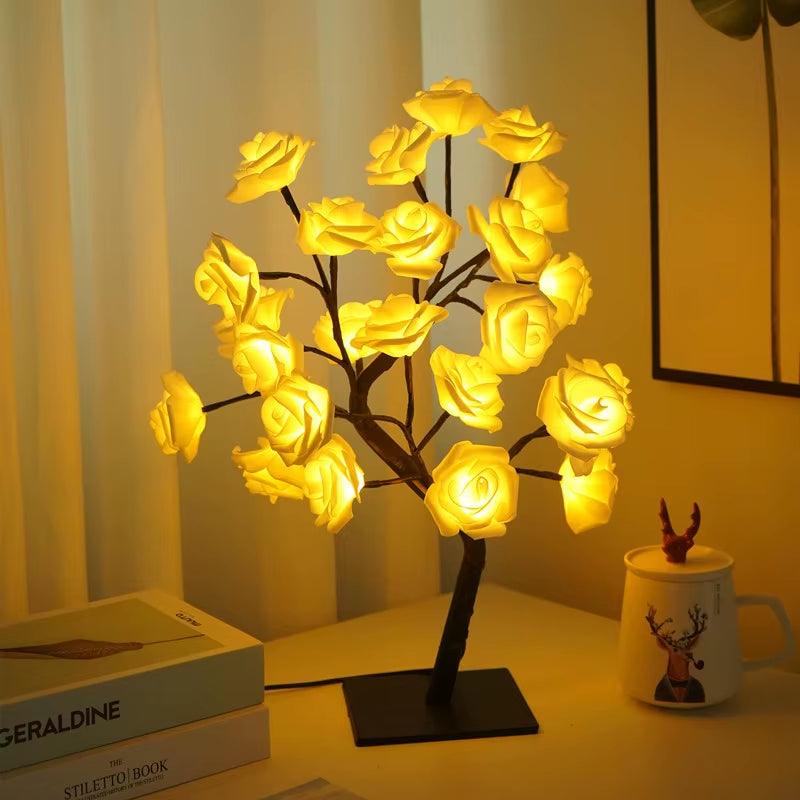 Enchanting 36/108 LED Rose Light String Table Lamp - USB Powered Night Lights for Girls, Parties, Camping & Summer Decor