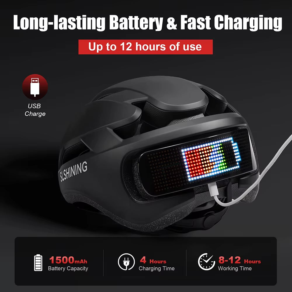 Smart LED Bicycle Helmet with Display Screen and App Control for Road and MTB Cycling